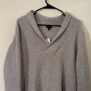 Talbots Shawl Collar Ribbed Knit Sweater - Taupe